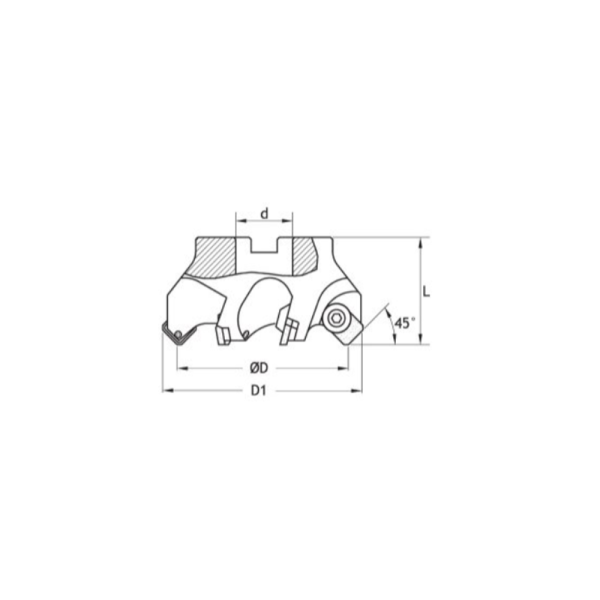 Indexa Seiki Indexable Face Mill, XP-45C, 63mm